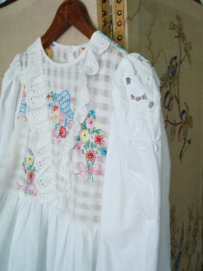 Unlogical Poem Puff Sleeve Embroidered Dress