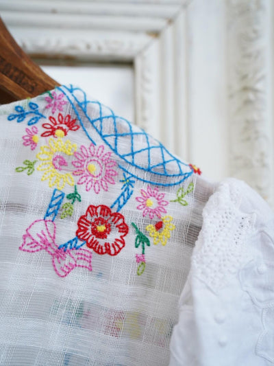 Unlogical Poem Puff Sleeve Embroidered Dress