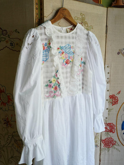 Unlogical Poem Puff Sleeve Embroidered Dress