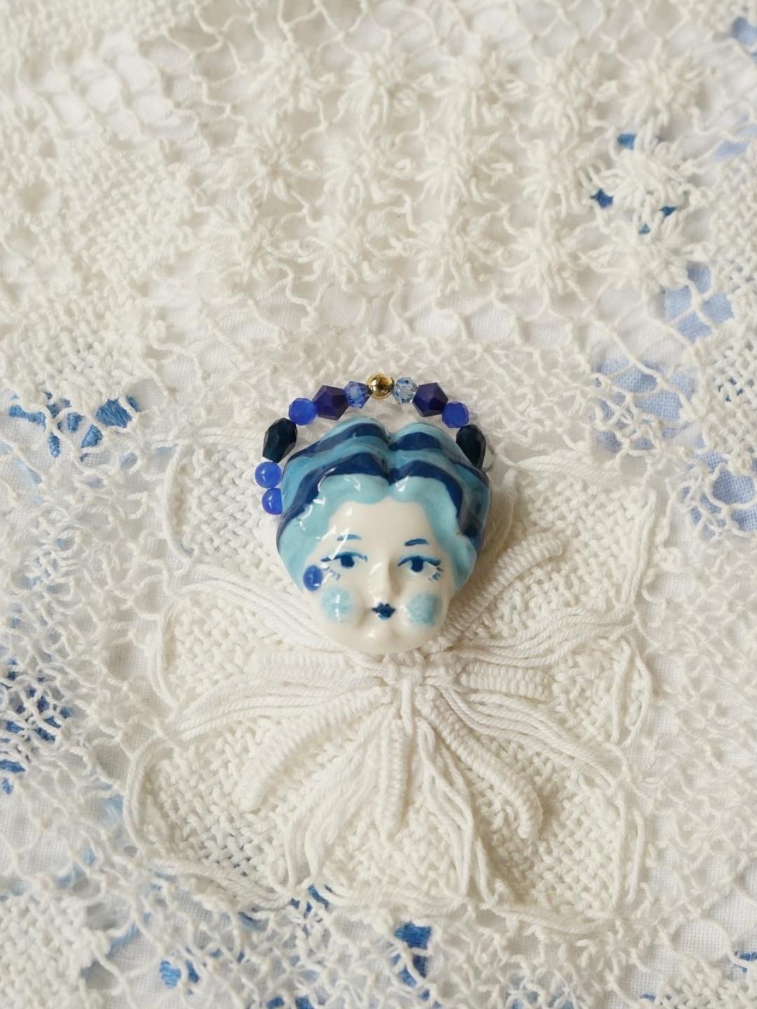 Unlogical Poem Blue Doll  Handmade Ring