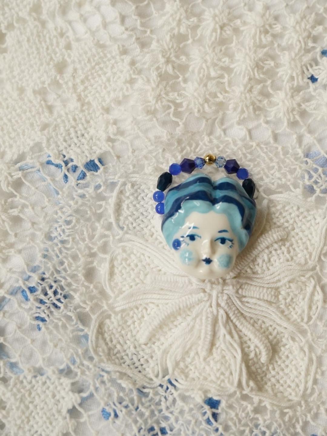 Unlogical Poem Blue Doll  Handmade Ring