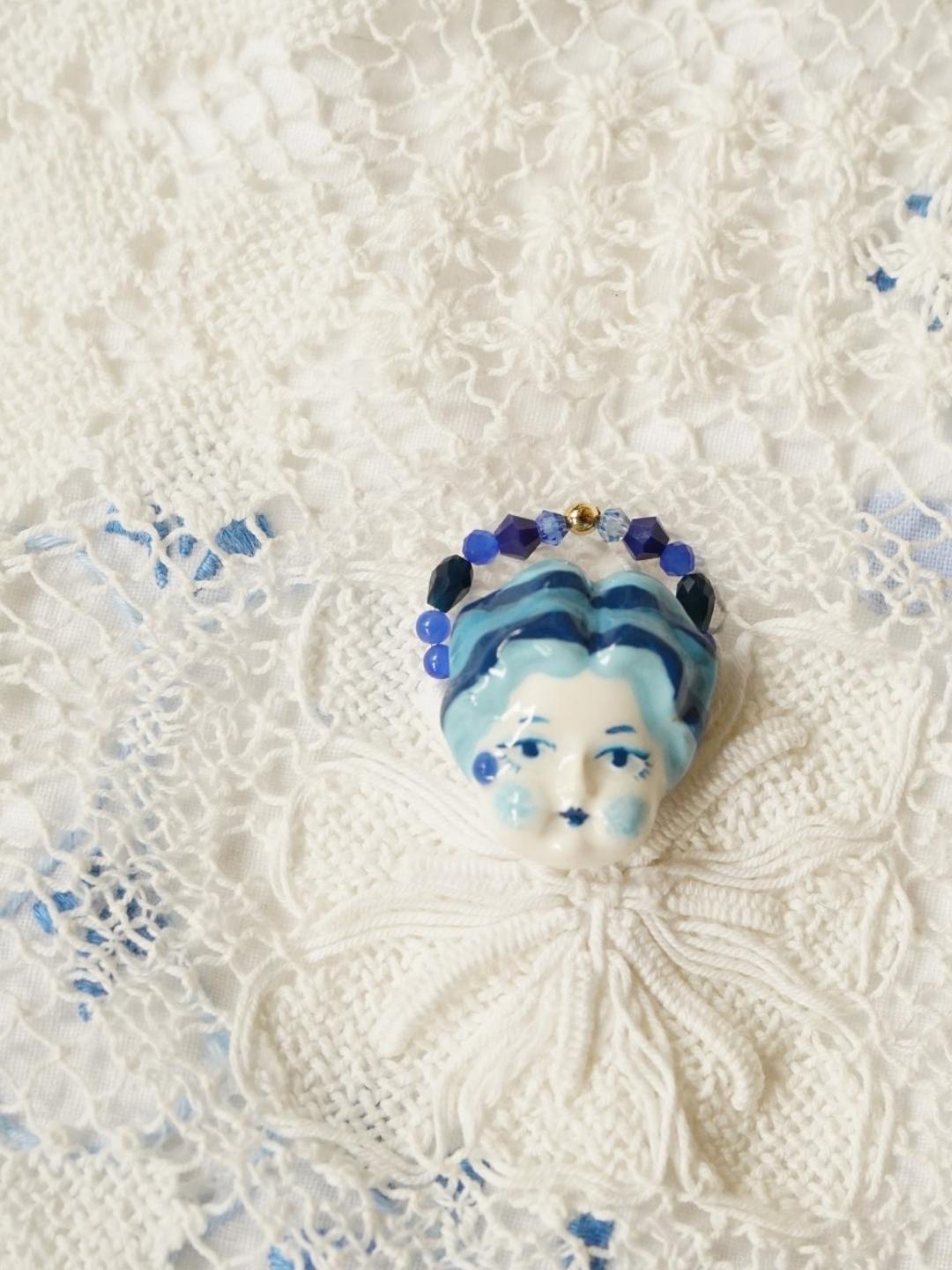 Unlogical Poem Blue Doll  Handmade Ring