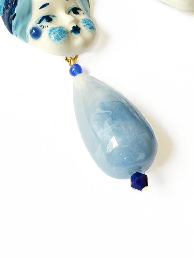 Unlogical Poem Blue Doll Handmade Ear Clips