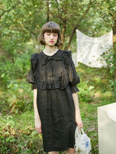 Unlogical Poem White Batwing Sleeve Doll Dress
