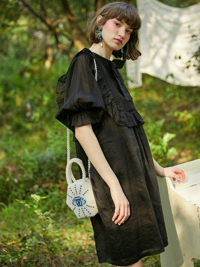 Unlogical Poem White Batwing Sleeve Doll Dress