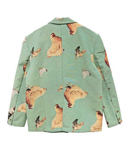 Unlogical Poem Green Cottage Style Blazer