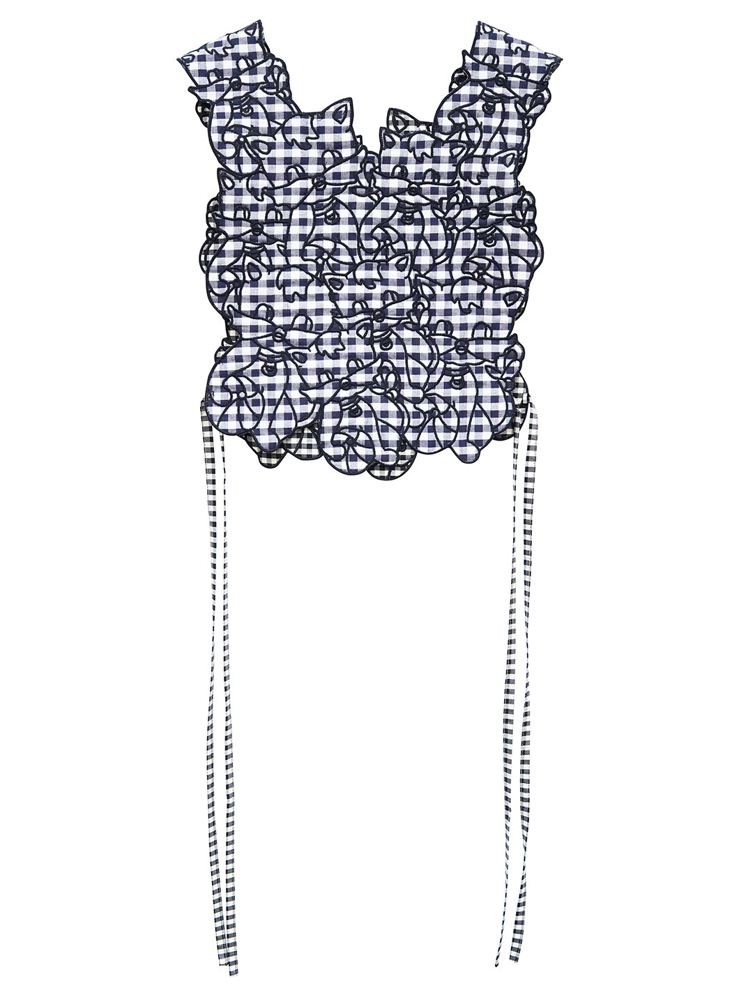 Unlogical Poem Cat Embroidery Reversible Black Gingham Smock