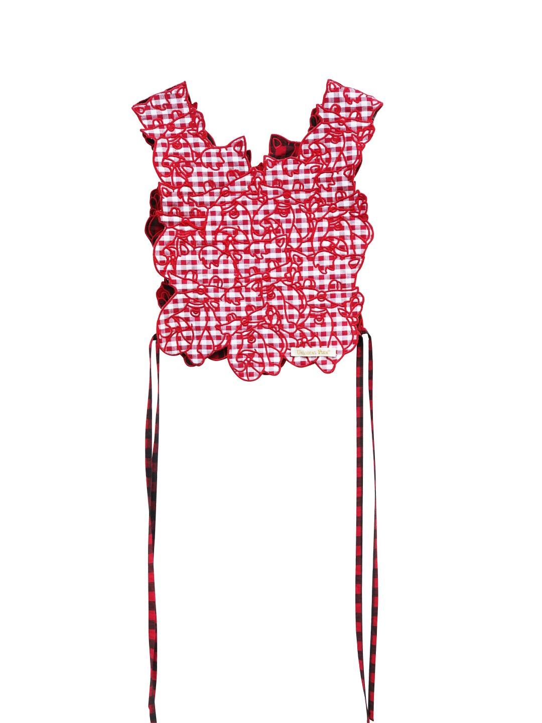 Unlogical Poem Cat Embroidery Reversible Gingham Smock