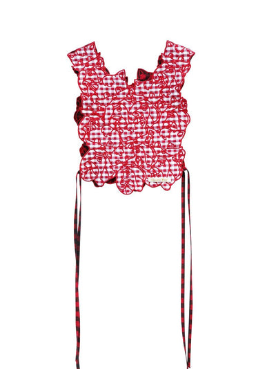 Unlogical Poem Cat Embroidery Reversible Gingham Smock