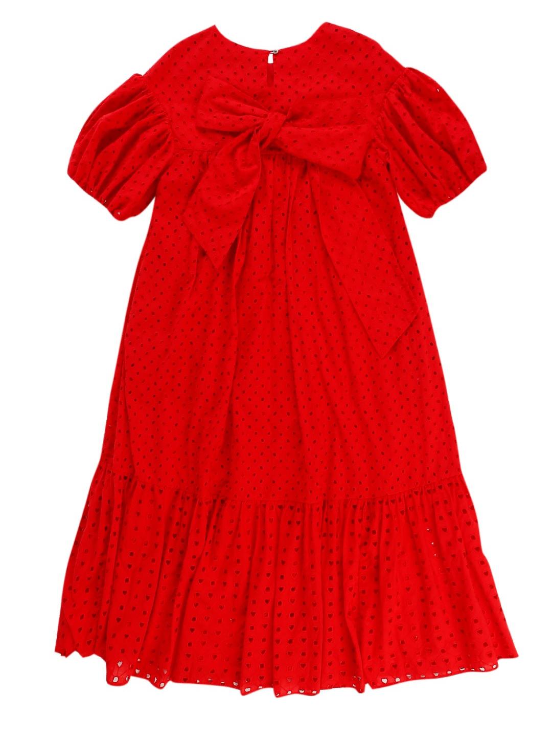 Unlogical Poem Embroidered Hand-Beaded  Puff Sleeve Cotton Dress