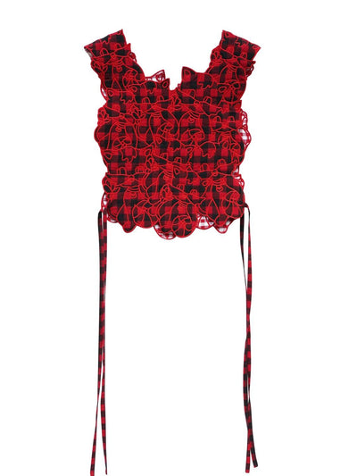 Unlogical Poem Cat Embroidery Reversible Gingham Smock