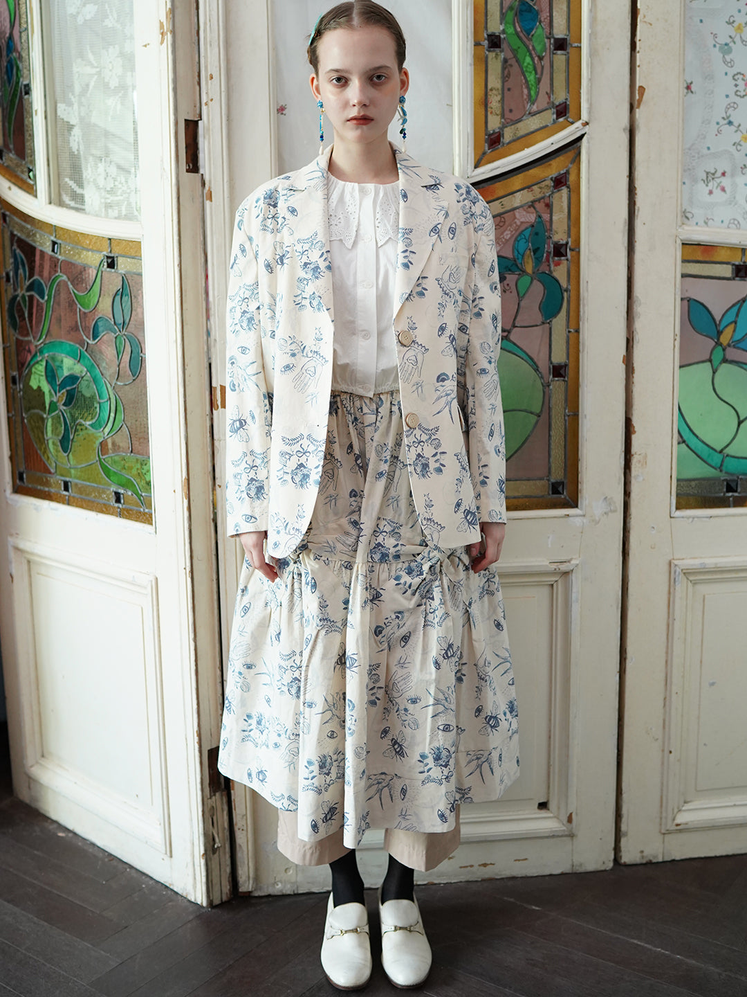 Unlogical Poem Illustration Print Cotton Skirt