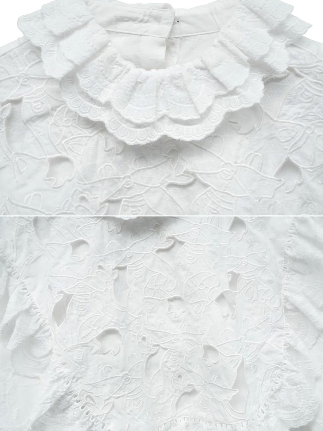 Unlogical Poem Victorian-style Cat Hollow Embroidery Cotton Blouse