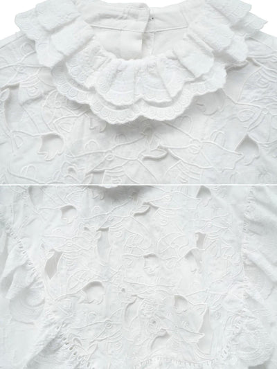 Unlogical Poem Victorian-style Cat Hollow Embroidery Cotton Blouse