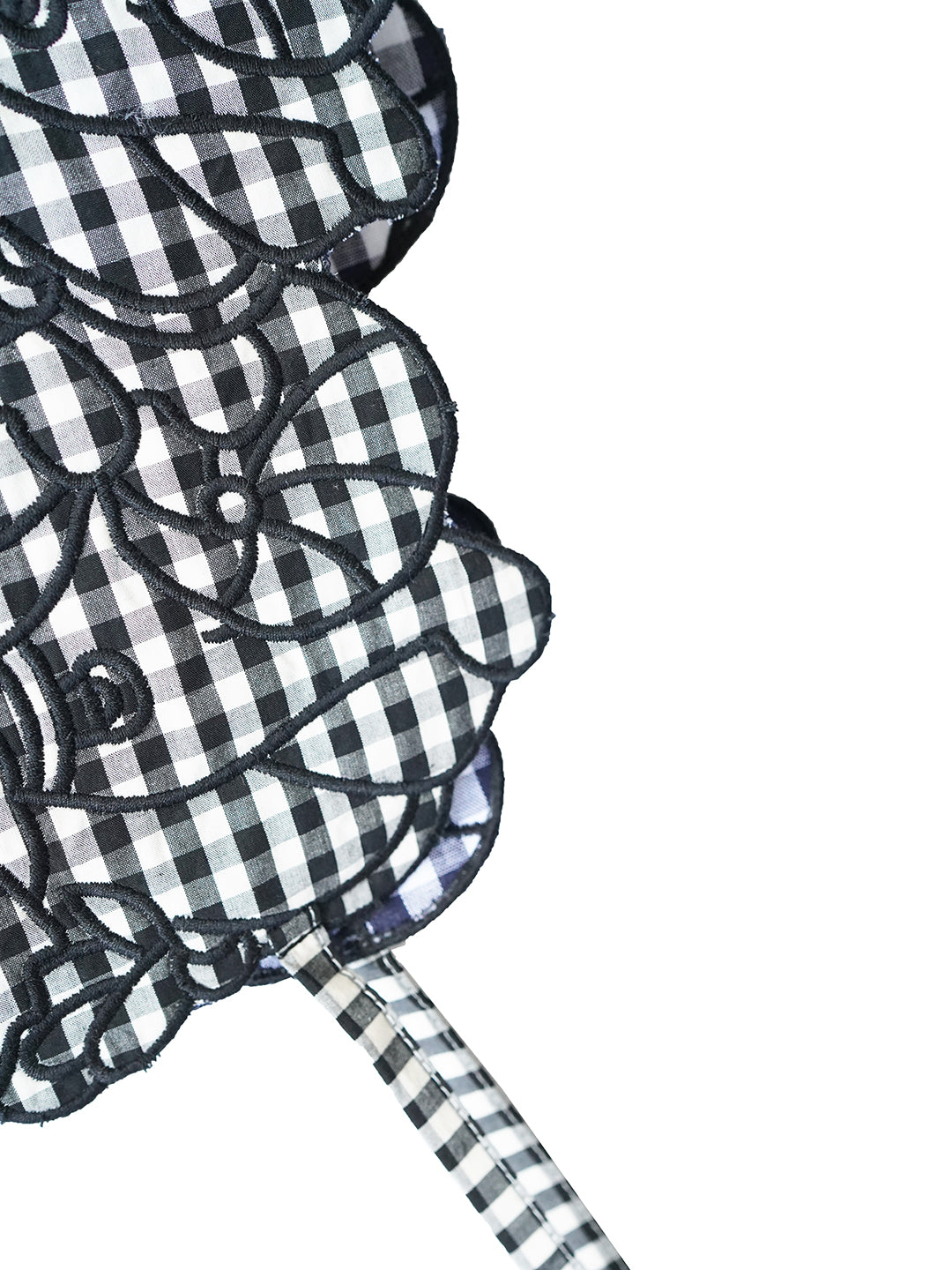 Unlogical Poem Cat Embroidery Reversible Black Gingham Smock