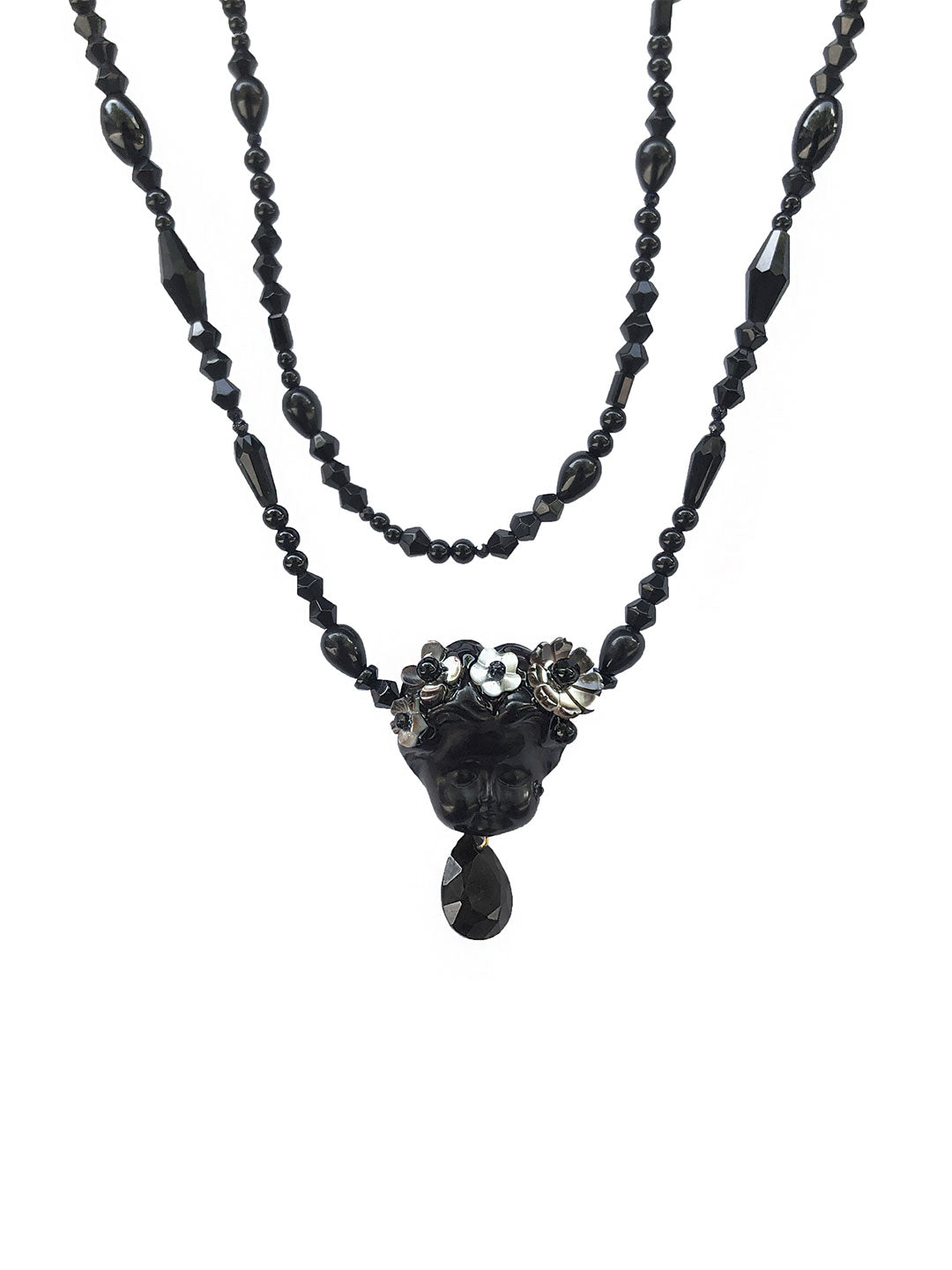 Unlogical Poem Black Doll Handmade Beaded Necklace