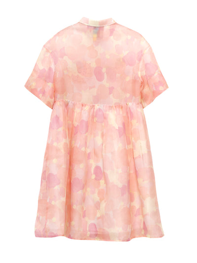 Unlogical Poem Pierrot Embroidery Pink Silk Dress