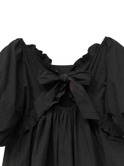 Unlogical Poem Vintage Style Bow Puff Sleeve Dress