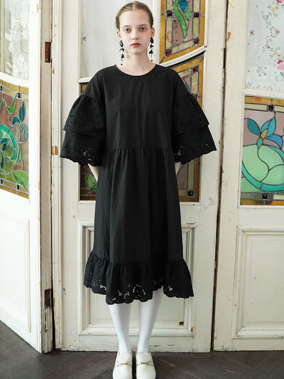 Unlogical Poem Vintage Style Stitching Lace Dress