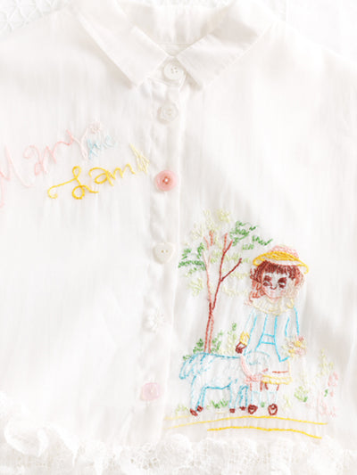 Unlogical Poem Hand Embroidered Mr. Rabbit Silk Linen Patchwork Dress