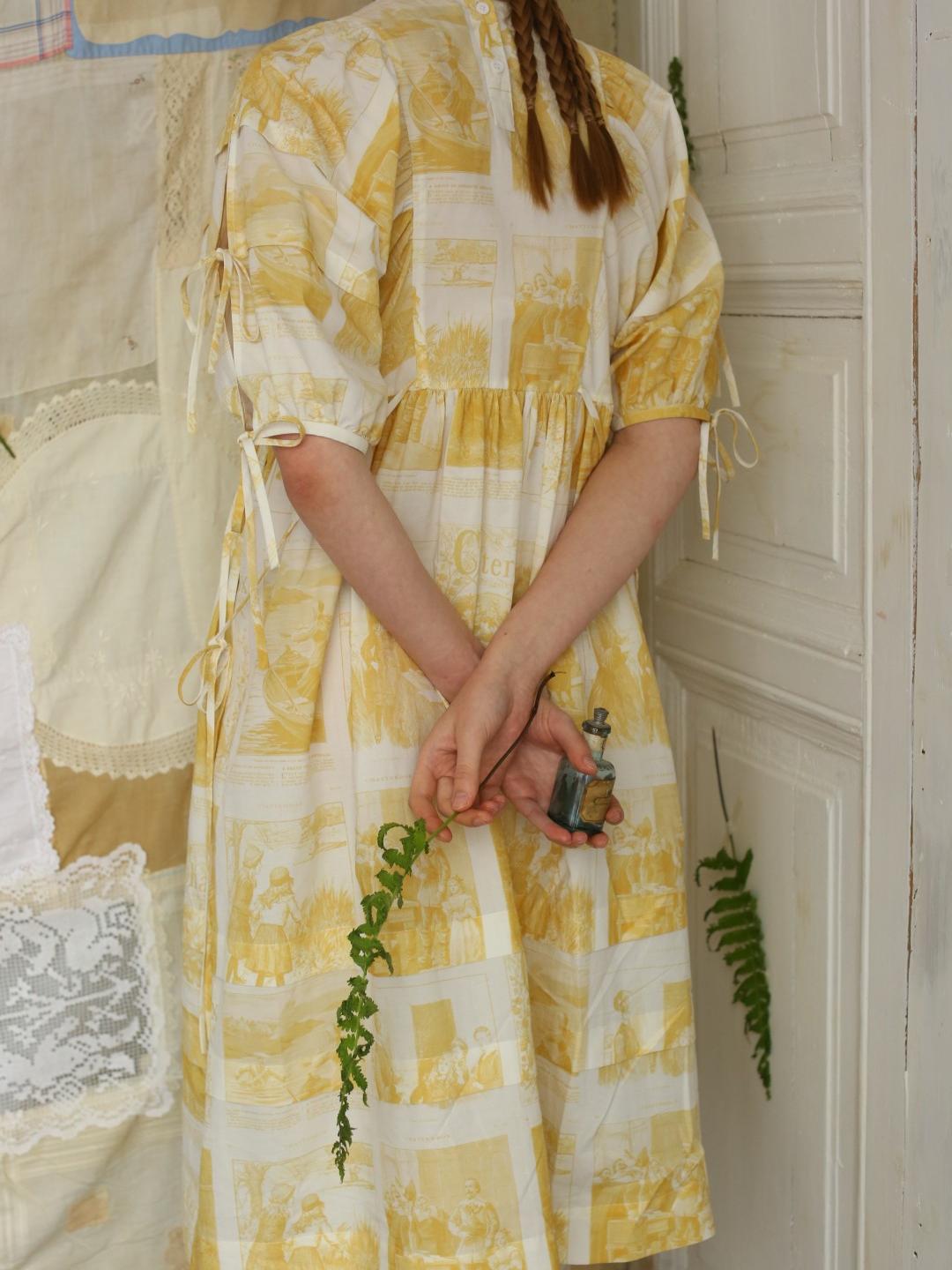 Unlogical Poem Vintage-Style Puff Sleeve Printed Dress