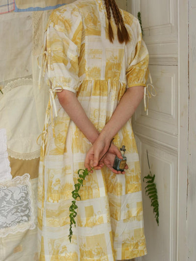 Unlogical Poem Vintage-Style Puff Sleeve Printed Dress