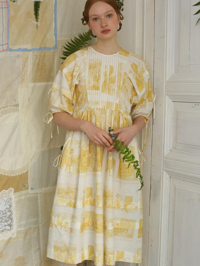 Unlogical Poem Vintage-Style Puff Sleeve Printed Dress