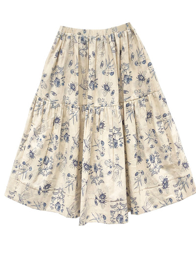 Unlogical Poem Illustration Print Cotton Skirt