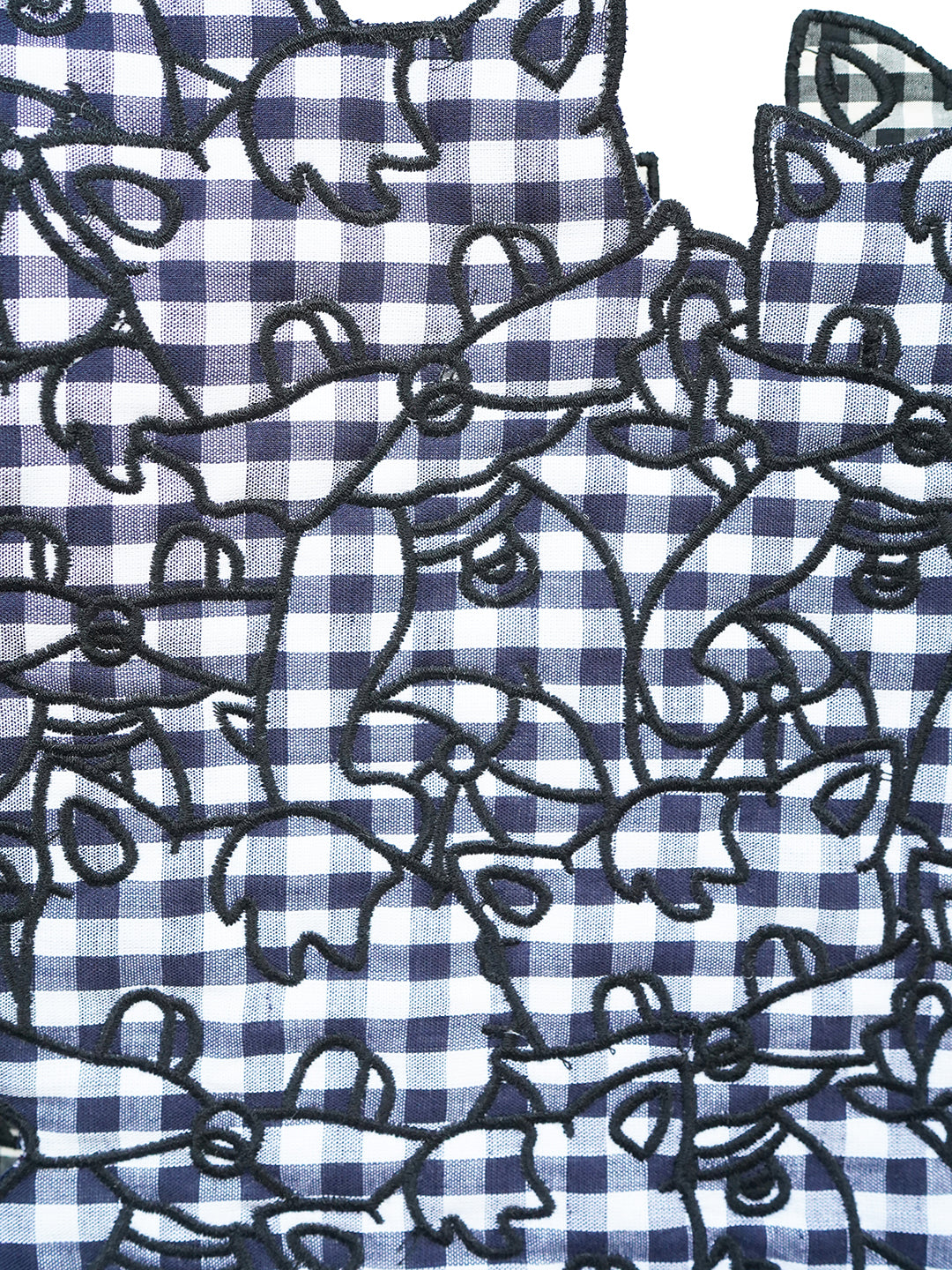 Unlogical Poem Cat Embroidery Reversible Black Gingham Smock