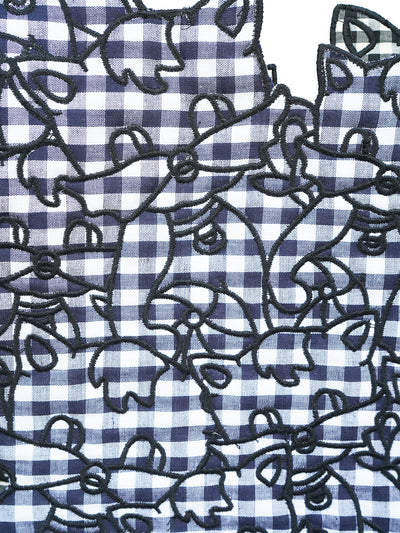 Unlogical Poem Cat Embroidery Reversible Black Gingham Smock