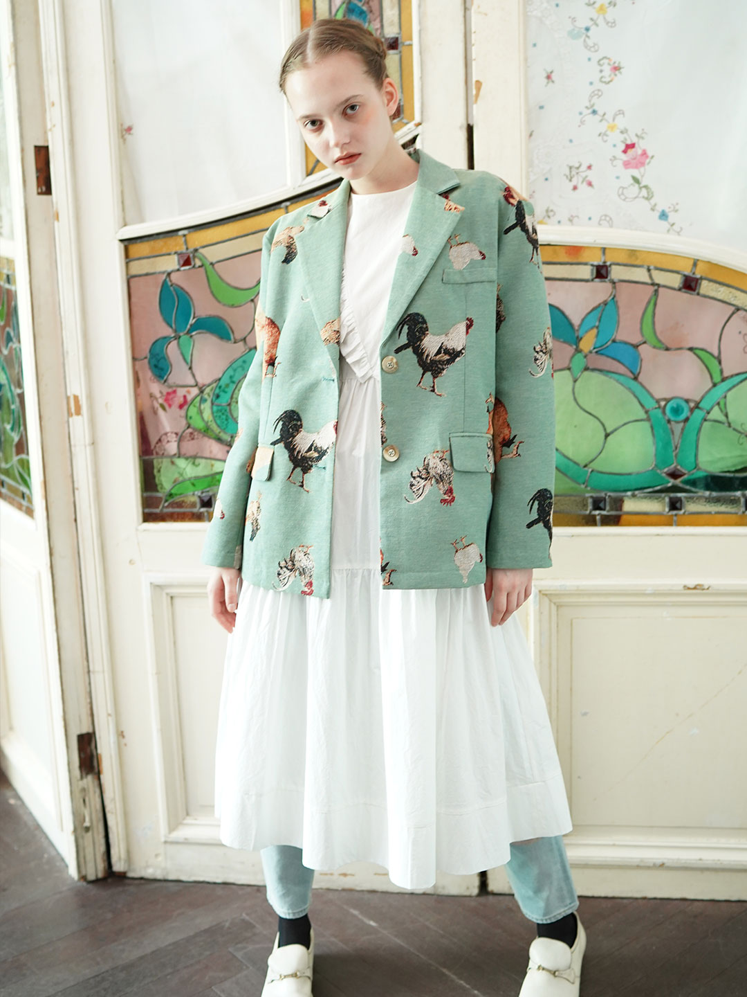 Unlogical Poem Green Cottage Style Blazer