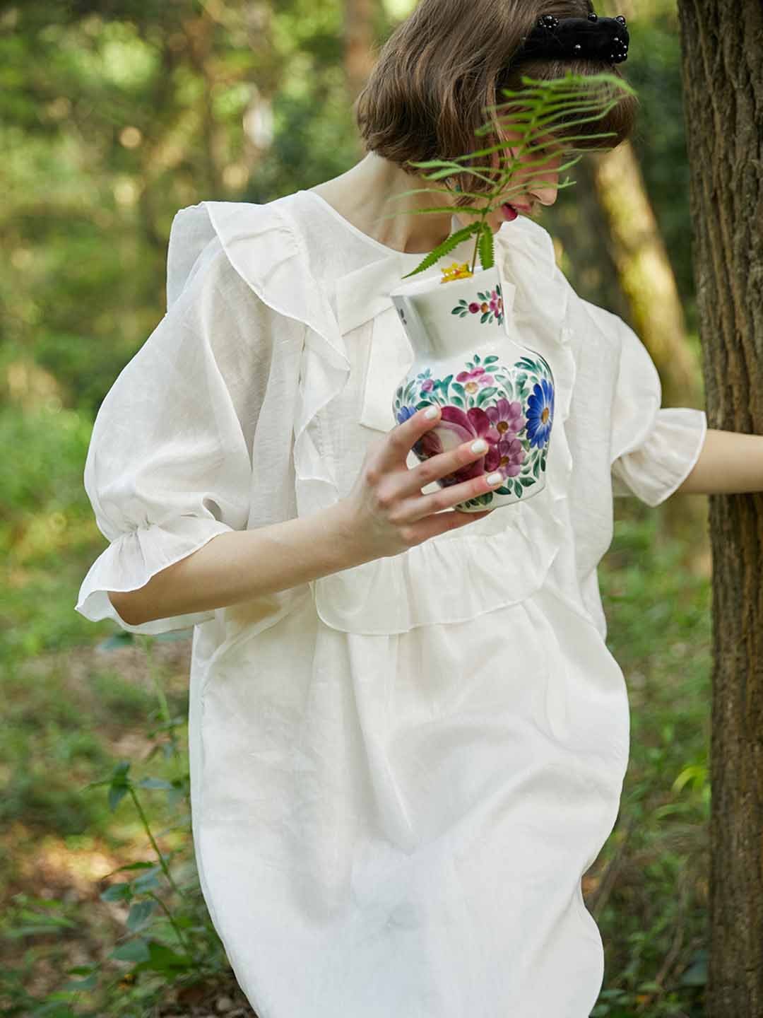 Unlogical Poem White Batwing Sleeve Doll Dress