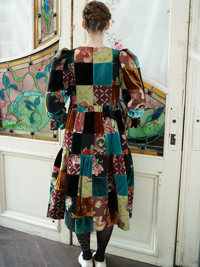 Unlogical Poem Velvet Yarn-dyed Poetry Embroidery Patchwork Dress
