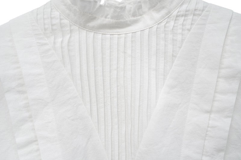 Unlogical Poem Victorian Stand Collar Blouse with Flower Basket Embroidery and Leg-of-Mutton Sleeves