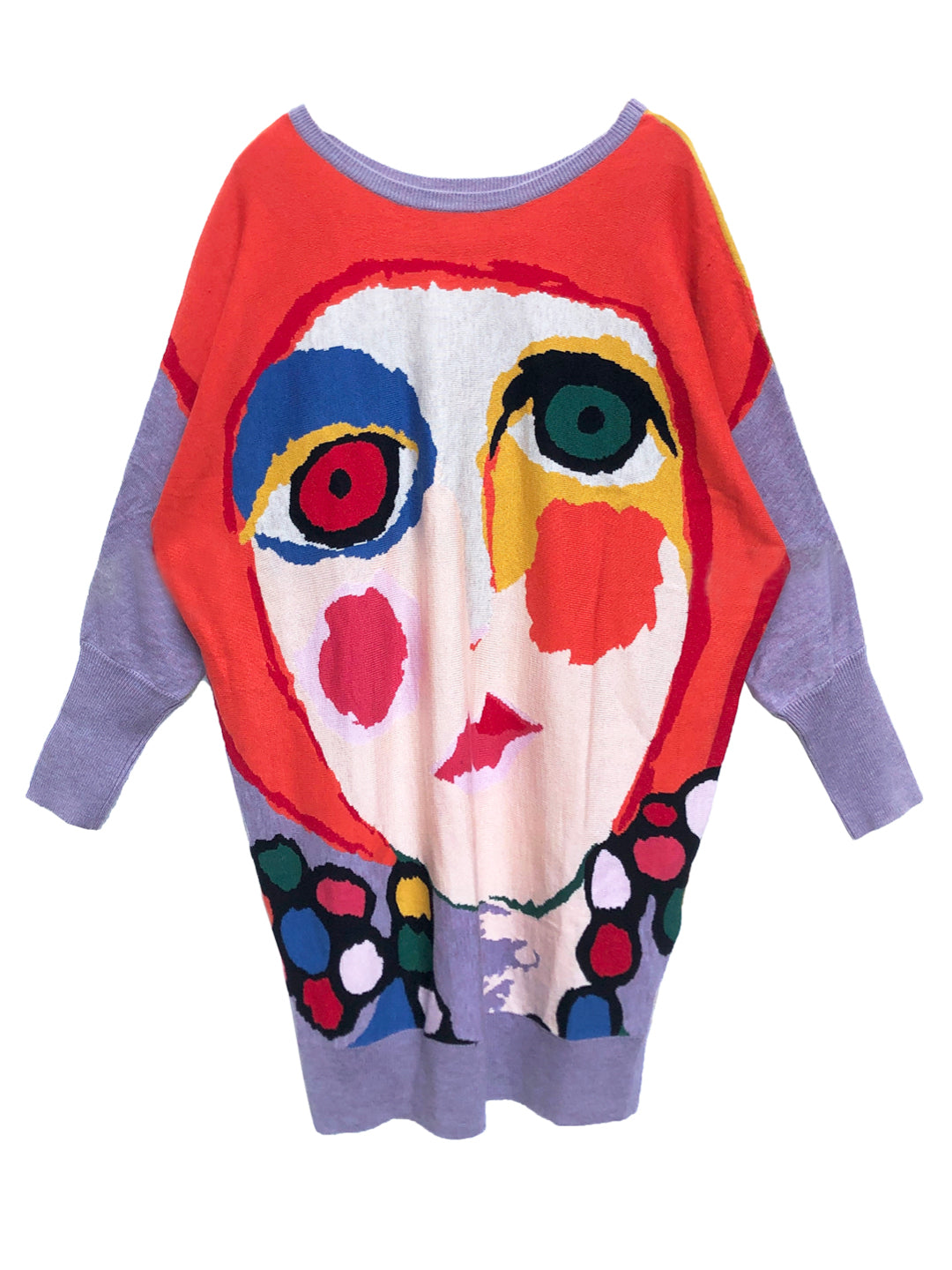 Unlogical Poem Double-sided Girl Face Illustration Knitted Sweater Dress