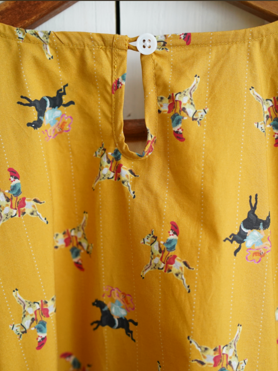 Unlogical Poem Vintage Circus Print Denim with Angel Motifs Blouse