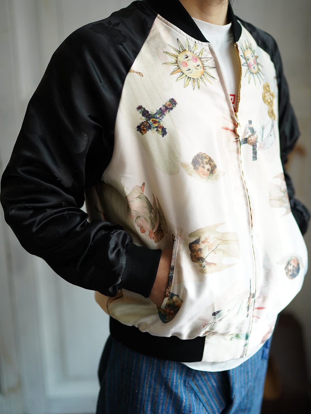 Unlogical Poem Angel Print White Souvenir Jacket