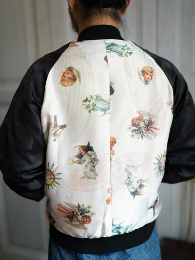 Unlogical Poem Angel Print White Souvenir Jacket