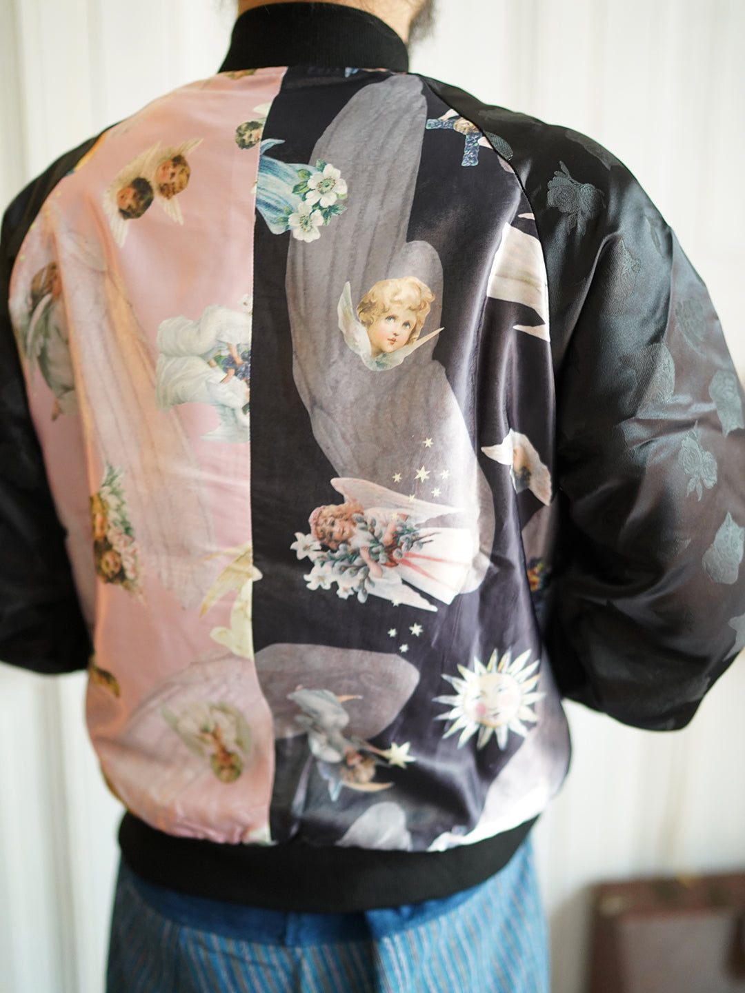 Unlogical Poem Angel Print Patchwork Souvenir Jacket