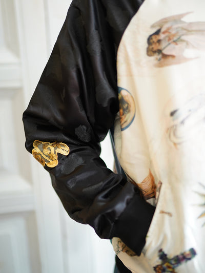 Unlogical Poem Angel Print Patchwork Souvenir Jacket