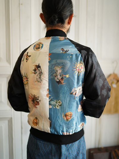 Unlogical Poem Angel Print Patchwork Souvenir Jacket