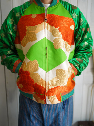 Unlogical Poem Classical Style Brocade Patchwork Green Souvenir Jacket