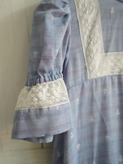 Unlogical Poem Anchor Jacquard Crochet Lace Dress