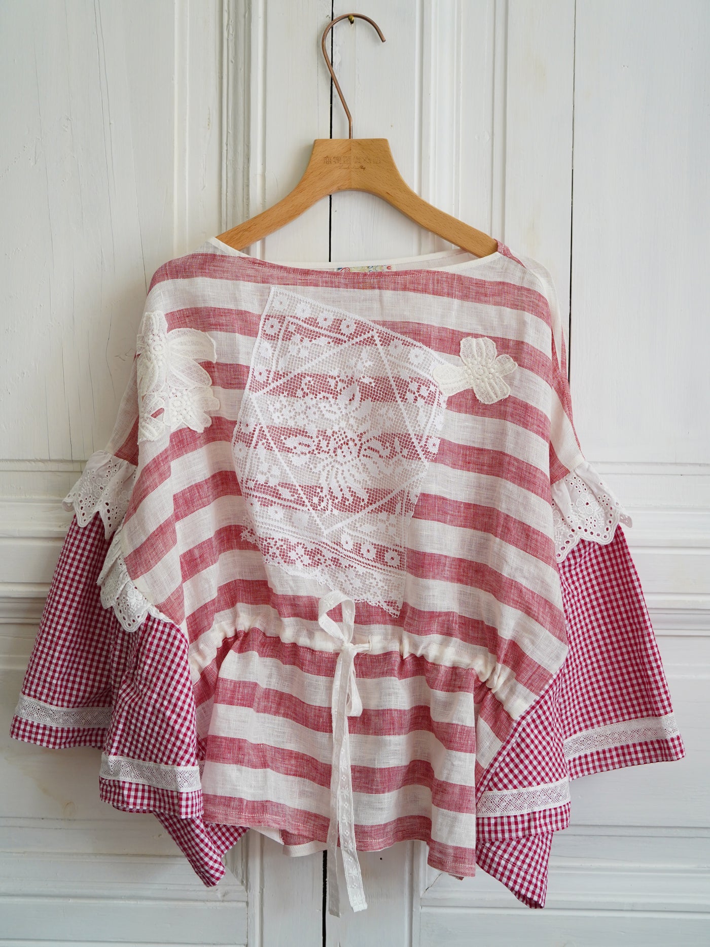 Unlogical Poem Patchwork Lace Breton Blouse Flax Top