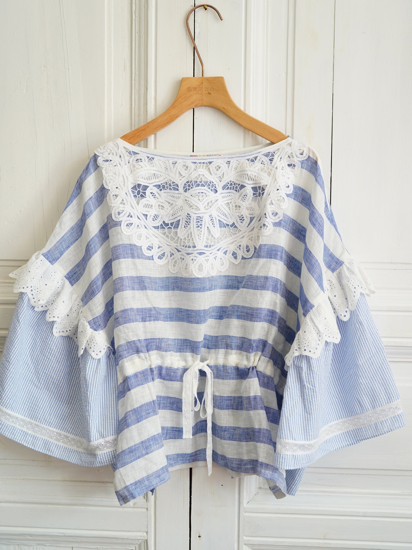 Unlogical Poem Patchwork Lace Breton Blouse Flax Top