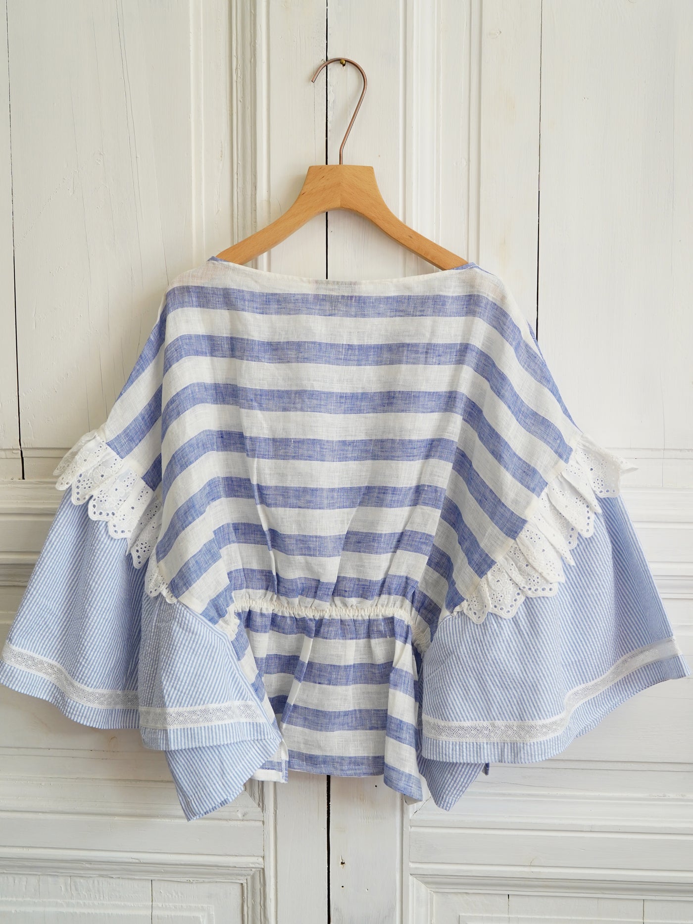 Unlogical Poem Patchwork Lace Breton Blouse Flax Top