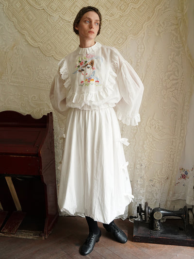 Unlogical Poem Victorian Style Embroidered Ramie Top