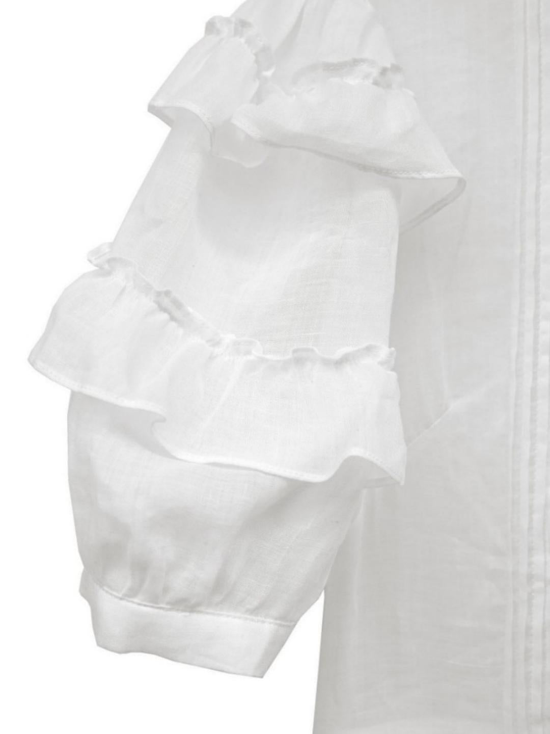 Unlogical Poem Victorian Style Ruffled White Ramie Dress