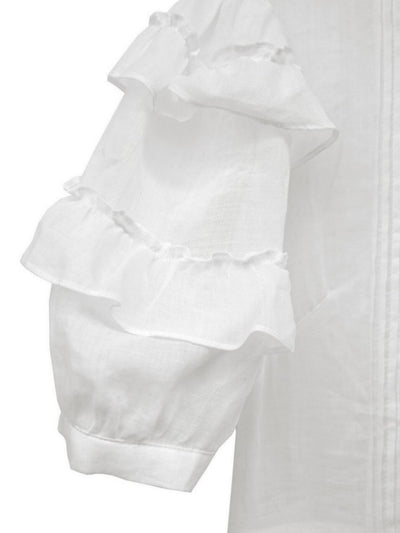 Unlogical Poem Victorian Style Ruffled White Ramie Dress