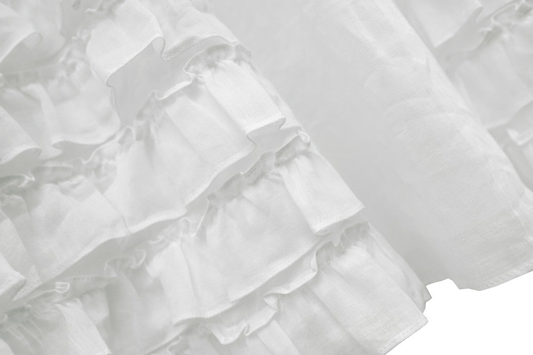 Unlogical Poem Victorian Style Ruffled White Ramie Dress